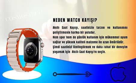 Cosmostech Akıllı Saat Watch için Uyumlu 42MM 44MM 45MM 49MM 1/2/3/4/5/6/se/7/8/ultra Çift Katman Kordon ve Kayışı Turuncu(Beyaz)