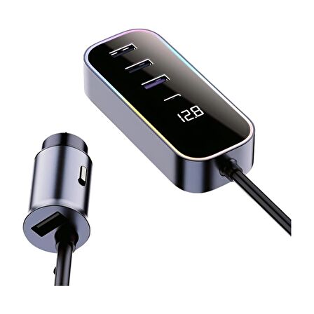 Cosmostech Araba Çakmak Şarj Cihazı 105W 5 Portlu Süper Hızlı Fast Car Charger, Type-C - 4 USB