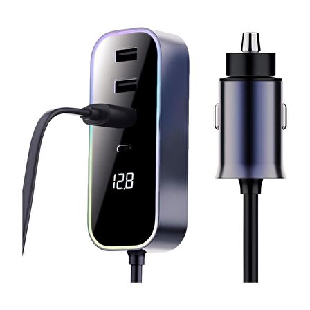 Cosmostech Araba Çakmak Şarj Cihazı 105W 5 Portlu Süper Hızlı Fast Car Charger, Type-C - 4 USB