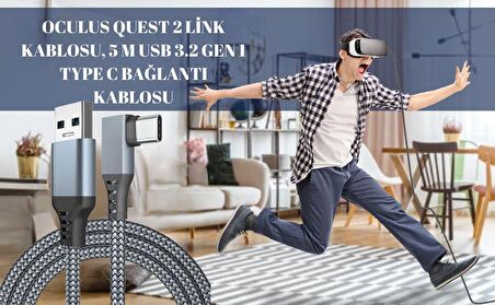 Cosmostech Oculus Quest Link Kablosu 1/2 Uyumlu USB 3.2 Data Aktarım ve Şarj Kablosu Oculus Cable 5m - G