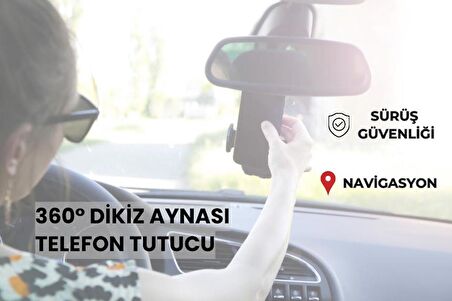 Cosmostech Araç Dikiz Aynası Telefon Tutucu Standı 360° Derece Ayarlanabilir, Masaüstü, Koltuk Arkası Telefon Tutacağı Car Holder