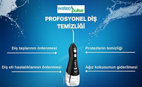 Waterpulse Kablosuz Pro V580 Water Flosser 320ml Taşınabilir Diş/Protez Bakım Ve Ağız Duşu Siyah