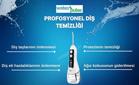 Waterpulse Kablosuz Pro V580 Water Flosser 320ml Taşınabilir Diş/Protez Bakım Ve Ağız Duşu Beyaz