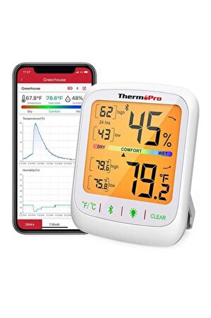 ThermoPro TP-359 Akıllı İç Mekan Isı ve Nem Ölçer Termometre