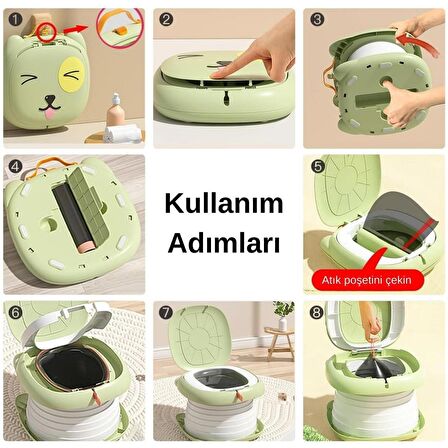 MooieBaby's Cat Potty Katlanabilir Çocuk Tuvaleti, Çok Fonksiyonlu Taşınabilir Alıştırma Lazımlığı, Carry Potty