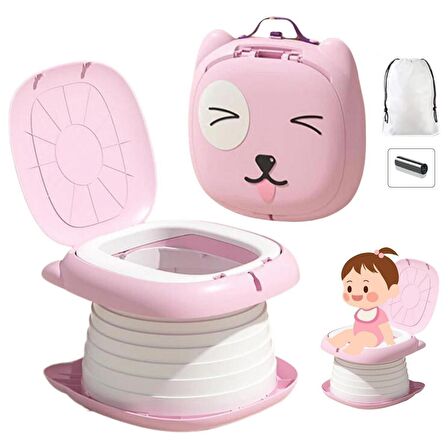 MooieBaby's Cat Potty Katlanabilir Çocuk Tuvaleti, Çok Fonksiyonlu Taşınabilir Alıştırma Lazımlığı, Carry Potty