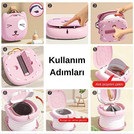 MooieBaby's Cat Potty Katlanabilir Çocuk Tuvaleti, Çok Fonksiyonlu Taşınabilir Alıştırma Lazımlığı, Carry Potty