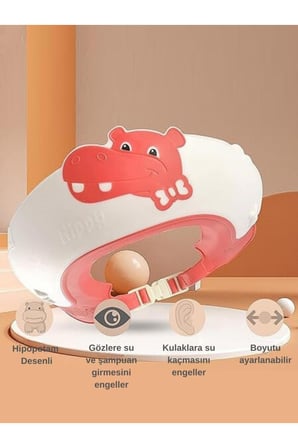 Hippo Banyo Şapkası , Slikon Çocuk Duş Tacı , Sevimli Hipopotam , Ayarlanabilir Tasarım, 6ay-9yaş