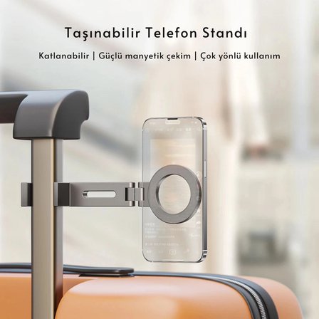 EtaShop Manyetik Taşınabilir Telefon Tutacağı Katlanabilir 360° Seyahat Standı MagSafe Uyumlu