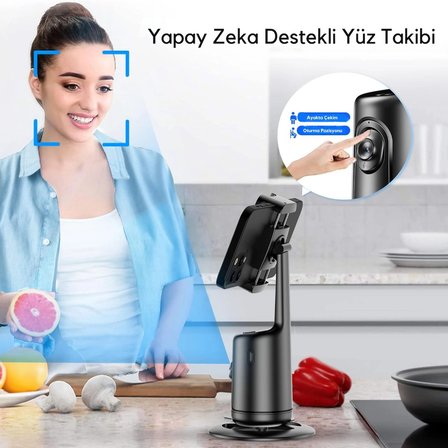 EtaShop Akıllı 360° Yüz Takipli Telefon Gimbal Standı  Otomatik Döner Tripod Başlığı, Şarjlı Vlog LIVE Tutucu