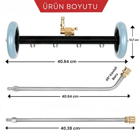 EtaShop 4 Nozullu Araç Altı Yıkama Aparatı  5000 PSI Paslanmaz Çelik Alt Takım Temizleyici, Basınçlı Yıkama Makinesi Uyumlu