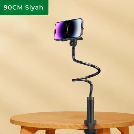 EtaShop 360° Esnek Telefon Tutucu Kelepçeli Masa Yatak Başlığı Standı 4" 7.1" Uyumlu Siyah