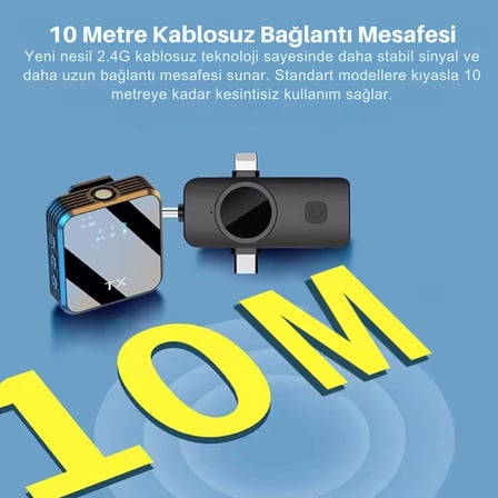 ShopyTech Kablosuz 4ü 1 Arada  Yaka Mikrofonu Type-C Lightning 3.5mm Uyumlu Gürültü Azaltmalı Telefon Kamera Mikrofonu