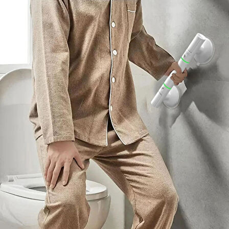 ShopyTech Vantuzlu Banyo Tutunma Barı Kaymaz Duş Tutma Kolu Emniyet El Rayı Yaşlı Çocuk Hamile Engelliler İçin Hareket Destek Kolu 35 cm