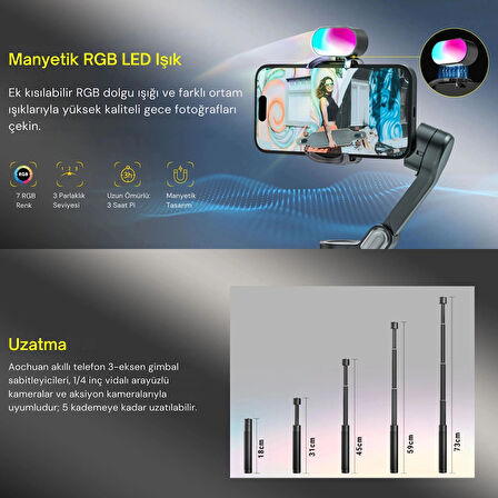 ShopyTech Smart X Pro Combo 3 Eksen Akıllı Telefon Gimbal Stabilizer (iOS & Android)