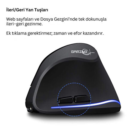 ShopyTech Zelotes F35 Dikey Kablosuz Mouse Ergonomik Şarjlı 2.4G 1000/1600/2400 DPI 6 Tuş