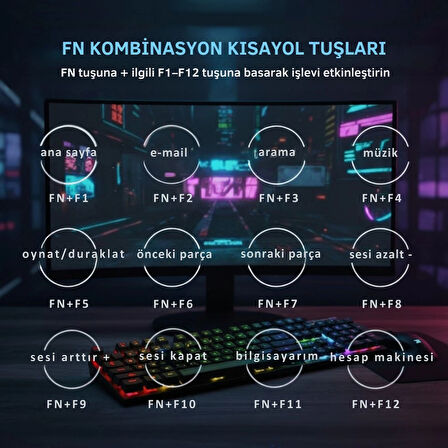 ShopyTech RGB Aydınlatmalı 104 Tuş Gaming Klavye USB 2.0 Mekanik Tuş Hissi FN Kısayolları