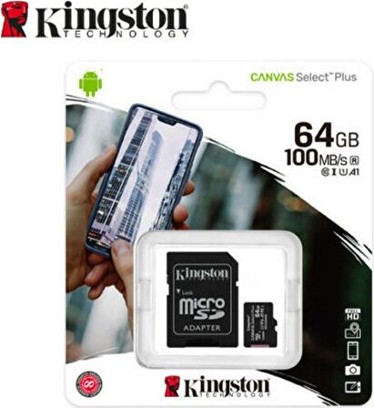 Kingston 64GB MicroSDXC Canvas Select Plus Hafıza Kartı SDCS2/64GB