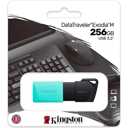 Kıngston 256GB Usb3.2 Gen 1 Datatraveler Exodıa M (Black + Teal)