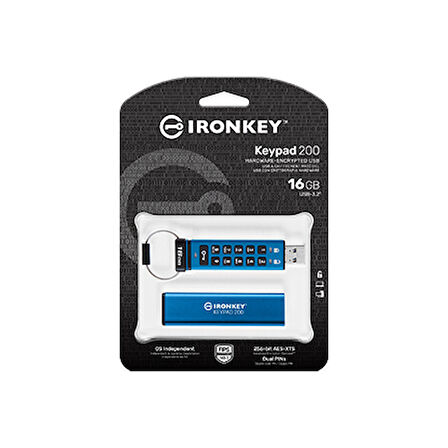 Kingston IKKP200/16GB 16 GB 145-115 Mb/s IronKey Keypad 200 140-3 LVL 3 USB 3.0 Flash Bellek