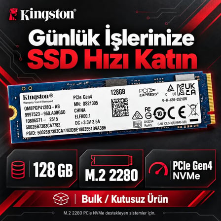 Kingston 128GB M.2 2280 NVMe PCIe Gen4 SSD OM8PGP4128Q-AB