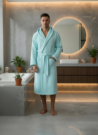 Pamuklu Kapüşonlu Unisex Bornoz