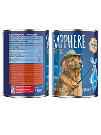 Sapphere Balıklı Yetişkin Köpek Maması Konserve 400 Gr 12 Adet