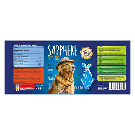 Sapphere Balıklı Yetişkin Köpek Maması Konserve 400 Gr