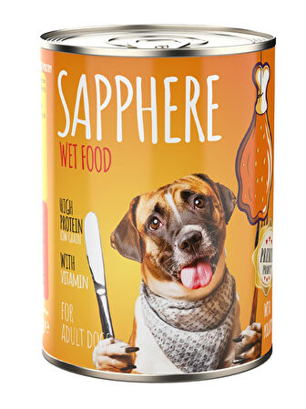 Sapphere Kümes Hayvanlı Yetişkin Köpek Maması Konserve 400 Gr 12 Adet