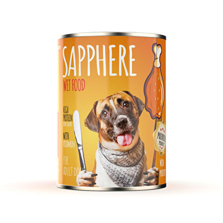 Sapphere Kümes Hayvanlı Yetişkin Köpek Maması Konserve 400 Gr 24 Adet