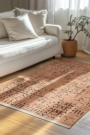 Venüs Hardal Iskandinav Desenli Yumuşak Kaymaz Tabanlı Pamuk Dokuma Kilim – Kolay Temizlenen Halı