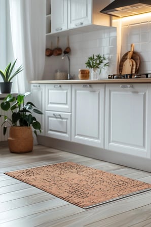 Venüs Hardal Iskandinav Desenli Yumuşak Kaymaz Tabanlı Pamuk Dokuma Kilim – Kolay Temizlenen Halı