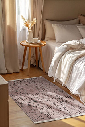 Venüs Kaymaz Tabanlı Bej (VİZON) Iskandinav Desenli Yumuşak Halı Pamuk Dokuma, Salon & Mutfak Kilim