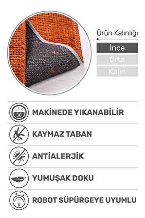 Azra Kiremit Özel Kaymaz Tabanlı Pamuk Dokuma Kilim