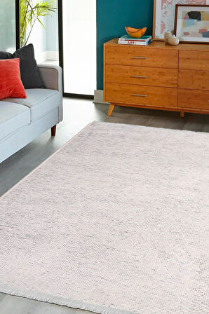 Azra Beyaz Kaymaz Taban Halı – Salon, Çocuk Odası ve Mutfak için Yıkanabilir, Yumuşak Kilim