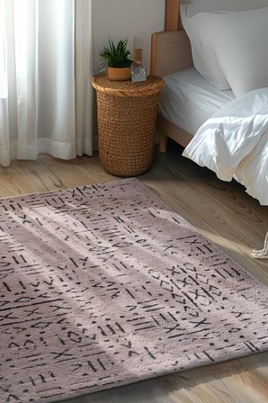 Venüs Kaymaz Tabanlı Bej (VİZON) Iskandinav Desenli Yumuşak Halı Pamuk Dokuma, Salon & Mutfak Kilim