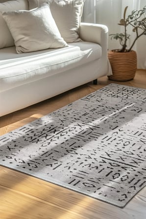 Venüs Iskandinav Gri Pamuk Dokuma Kaymaz Tabanlı Modern Yıkanabilir Kilim Halı