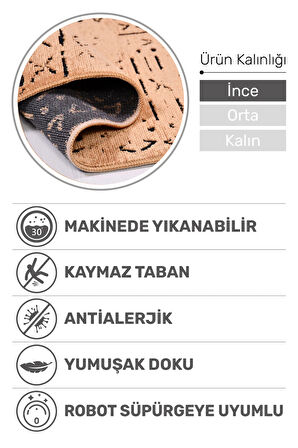 Venüs Hardal Iskandinav Desenli Yumuşak Kaymaz Tabanlı Pamuk Dokuma Kilim – Kolay Temizlenen Halı