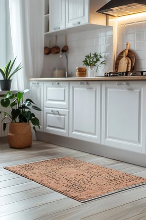 Venüs Hardal Iskandinav Desenli Yumuşak Kaymaz Tabanlı Pamuk Dokuma Kilim – Kolay Temizlenen Halı
