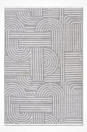 Revna Gri Yıkanabilir Halı Kaydırmaz Tabanlı Pamuk Dokuma Salon Mutfak Koridor İçin