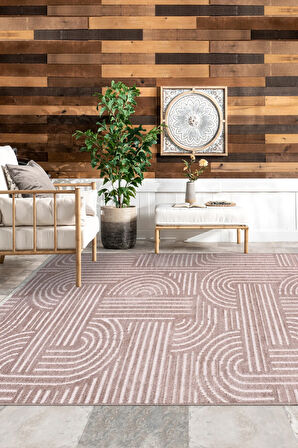 Revna Bej Kahverengi Yıkanabilir Halı Kaydırmaz Pamuk Dokuma Salon Mutfak Koridor İçin