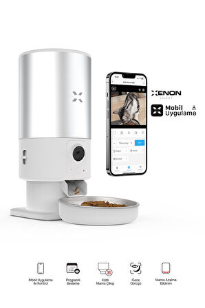 Xenon Smart Akıllı Otomatik Kedi Tuvaleti, Çelik Hazneli Mama Kabı ve Bataryalı Otomatik Çelik Su Pınarı 3'lü Pet Ürünleri Seti Beyaz