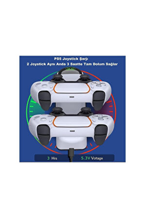 Tp5-0515b Led Göstergeli Ps5 Joystick Kol Şarj Stand