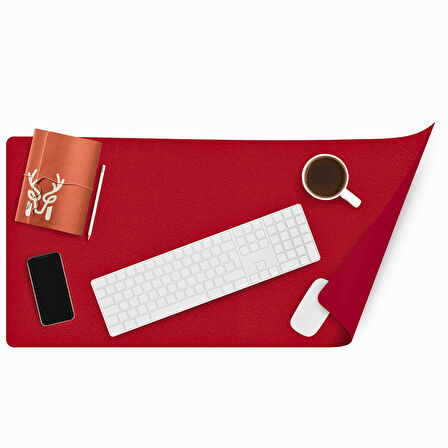 Modica Lindos - Vegan Deri Mat, Masa Pedi, Büyük Mouse Pad, Ofis için Mat, Su Geçirmez Mat