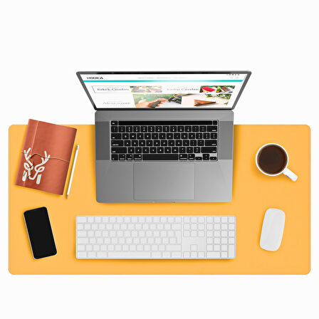 Modica Lindos - Vegan Deri Mat, Masa Pedi, Büyük Mouse Pad, Ofis için Mat, Su Geçirmez Mat
