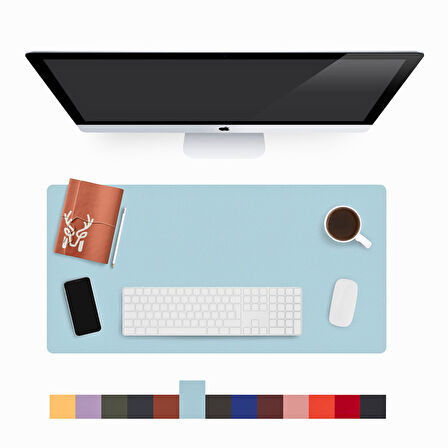 Modica Lindos - Vegan Deri Mat, Masa Pedi, Büyük Mouse Pad, Ofis için Mat, Su Geçirmez Mat