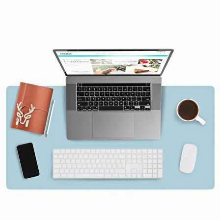 Modica Lindos - Vegan Deri Mat, Masa Pedi, Büyük Mouse Pad, Ofis için Mat, Su Geçirmez Mat