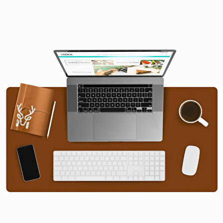 Modica Lindos - Vegan Deri Mat, Masa Pedi, Büyük Mouse Pad, Ofis için Mat, Su Geçirmez Mat