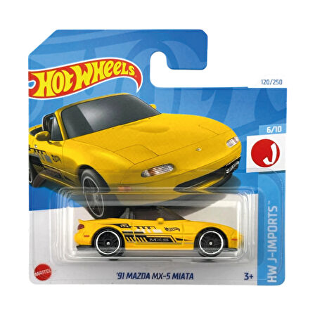 Hot Wheels 1/64 Ölçek Tekli Regular Arabalar HTD80 Hw J-Imports / '91 Mazda MX-5 Miata