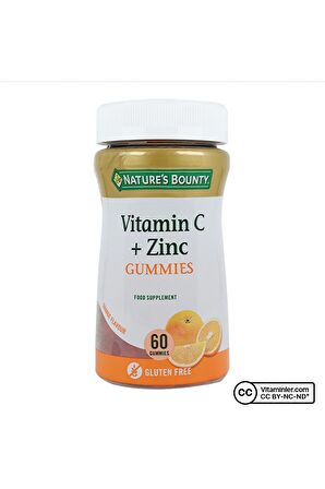 Natures Bounty Vitamin C + Zinc Gummies 60 Çiğnenebilir Form Portakal